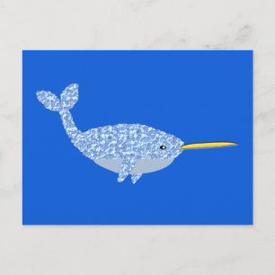 Cute Blue Baby Boy Narwhal Postcard