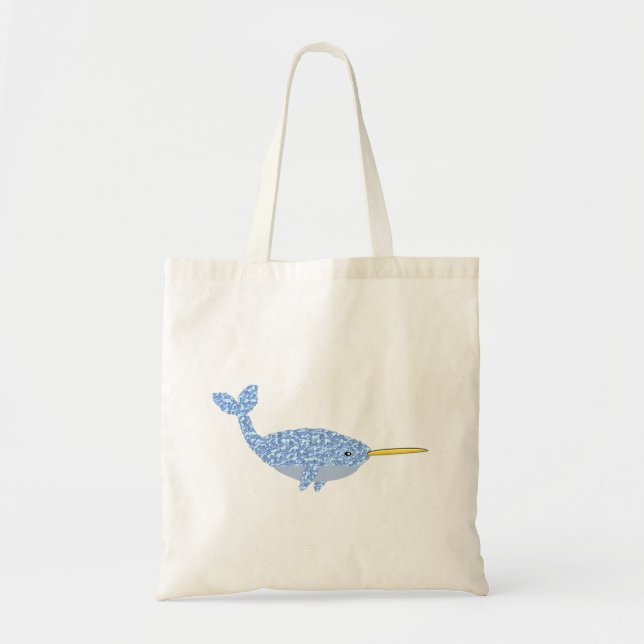 Cute Blue Baby Boy Narwhal Tote Bag (Front)