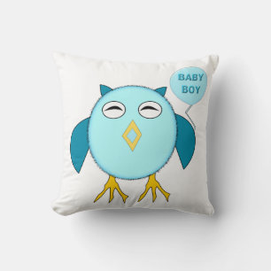 Cute Blue Baby Boy Owl Coussin