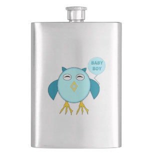 Cute Blue Baby Boy Owl Flasks