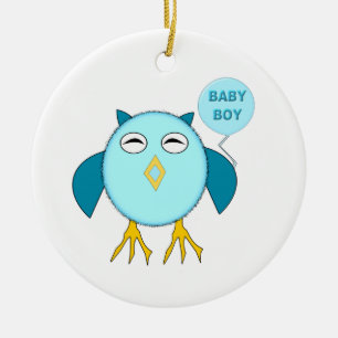 Cute Blue Baby Boy Owl Ornament