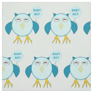 Cute Blue Baby Boy Owl Patterned Fabric