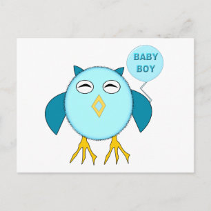 Cute Blue Baby Boy Owl Postcard