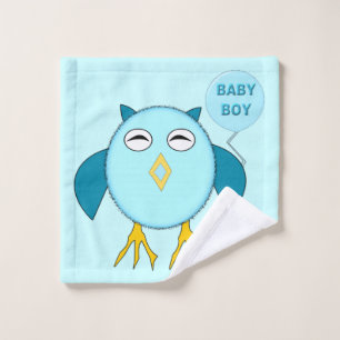 Cute Blue Baby Boy Owl Wash Cloth