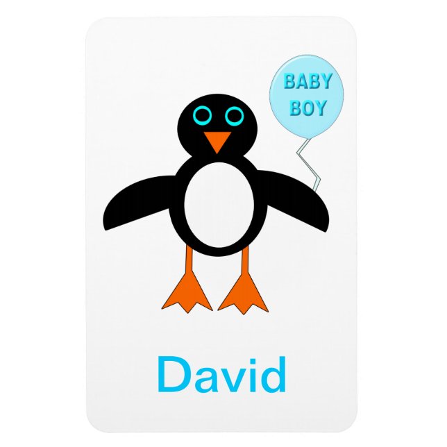 Cute Blue Baby Boy Penguin Customizable Magnet (Vertical)