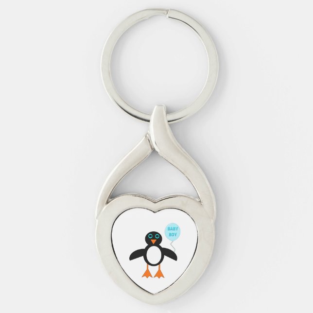 Cute Blue Baby Boy Penguin Keychain (Front)