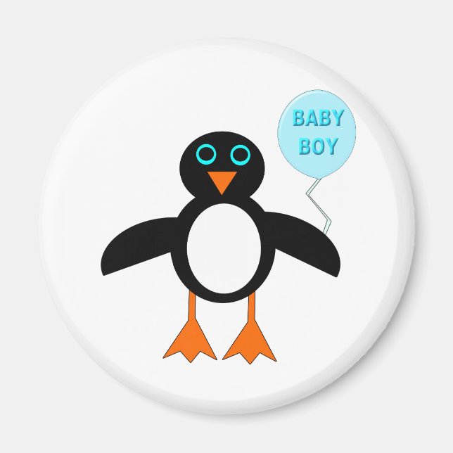 Cute Blue Baby Boy Penguin Magnet (Front)