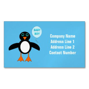Cute Blue Baby Boy Penguin Magnetic Business Cards