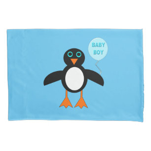 Cute Blue Baby Boy Penguin Pillowcase