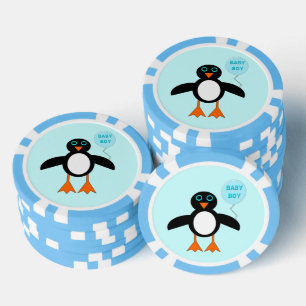 Cute Blue Baby Boy Penguin Poker Chips