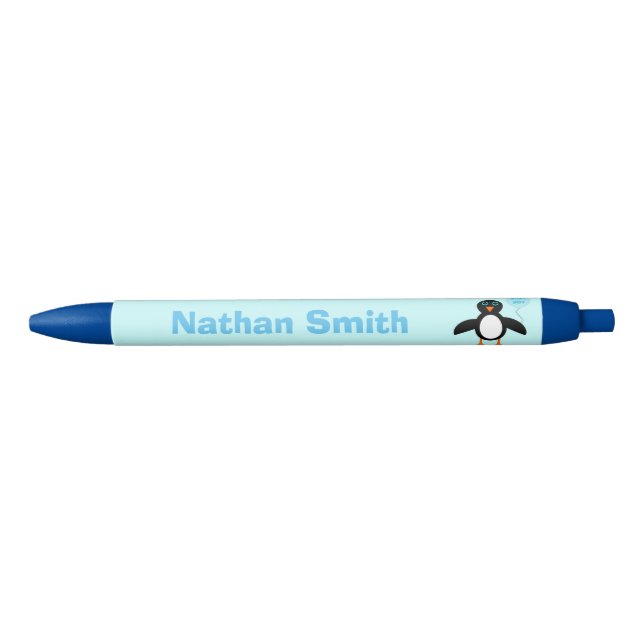 Cute Blue Baby Boy Penguin Stylo personnalisé (Devant)