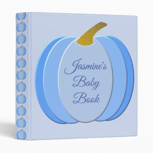 Cute Blue Baby Boy Pumpkin Custom Baby Book Binder