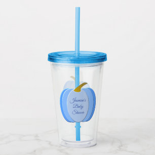 Cute Blue Baby Boy Pumpkin Custom Baby Shower Acrylic Tumbler