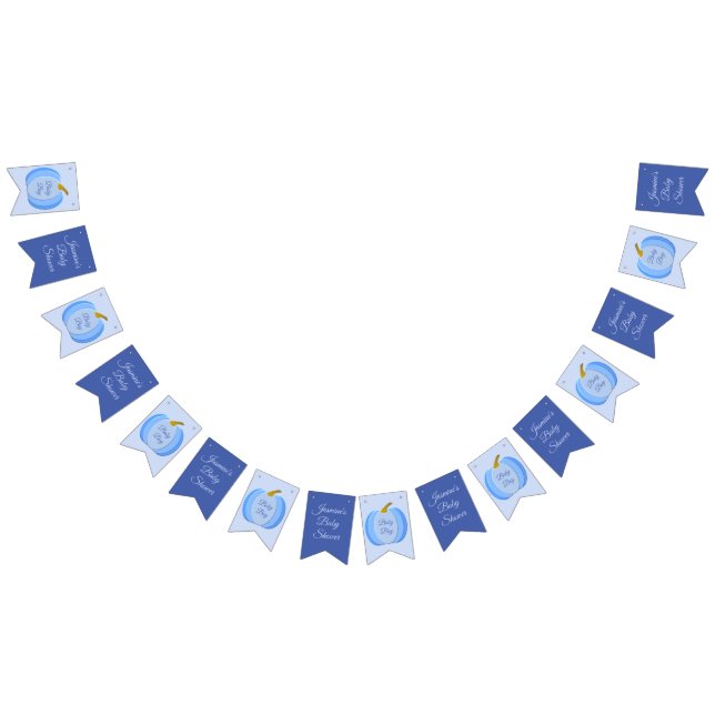 Cute Blue Baby Boy Pumpkin Custom Baby Shower Bunting Flags (All)