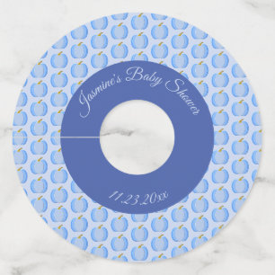 Cute Blue Baby Boy Pumpkin Custom Baby Shower Wine Glass Tag