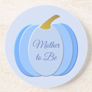 Cute Blue Baby Boy Pumpkin Custom Mom to Be Coaster
