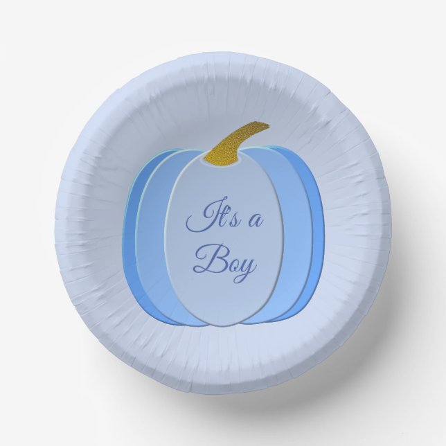Cute Blue Baby Boy Pumpkin Custom Paper Plate (Front)