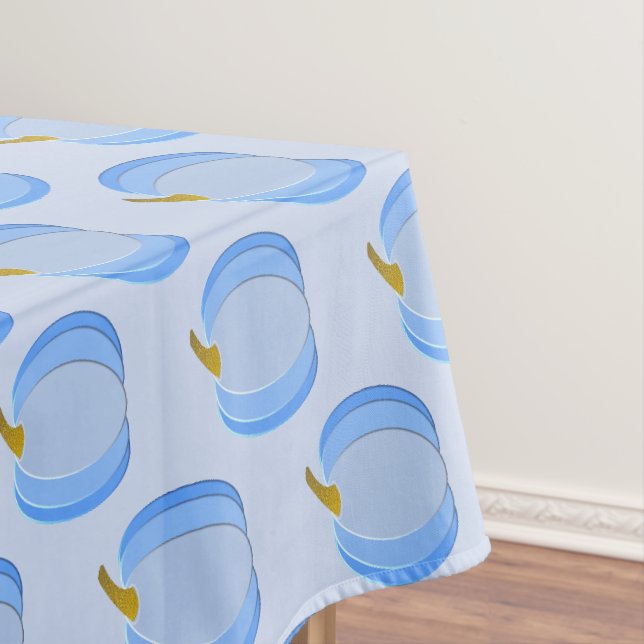 Cute Blue Baby Boy Pumpkin Patterned Baby Shower Tablecloth (In Situ)