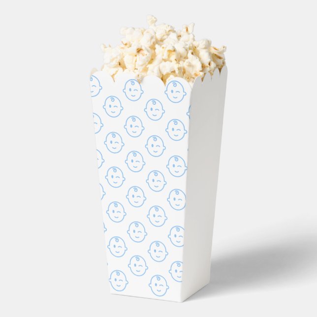 Cute Blue Baby Boy Shower Patterned Favor Box (Popped)