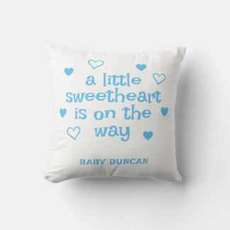 Cute Blue Baby Boy Shower Throw Pillow