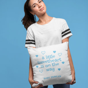 Cute Blue Baby Boy Shower Throw Pillow