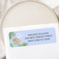 Cute Blue Baby Boy Sloth Shower Return Address