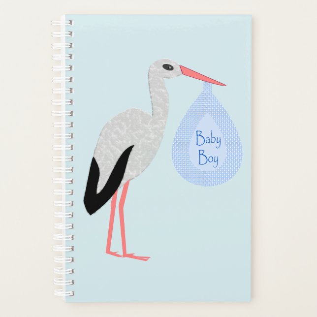 Cute Blue Baby Boy Stork (Devant)