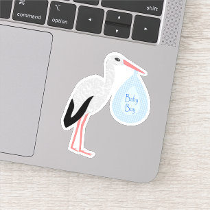 Cute Blue Baby Boy Stork