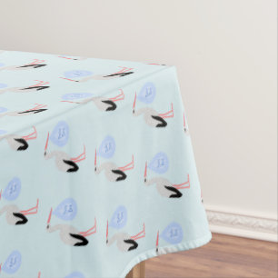 Cute Blue Baby Boy Stork Baby Shower Tablecloth