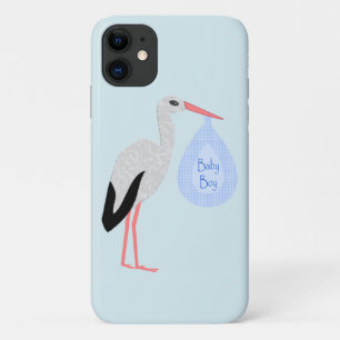 Cute Blue Baby Boy Stork iPhone 11 Case