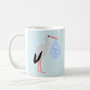 Cute Blue Baby Boy Stork Coffee Mug