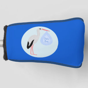 Cute Blue Baby Boy Stork Golf Head Cover