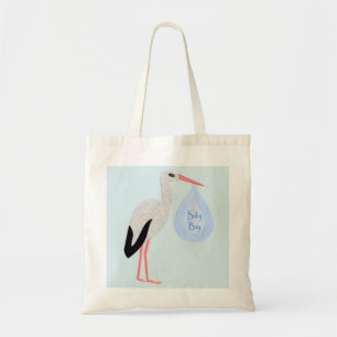 Cute Blue Baby Boy Stork Tote Bag