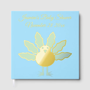 Cute Blue Baby Boy Thanksgiving Turkey Baby Shower Guest Book