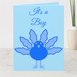Cute Blue Baby Boy Thanksgiving Turkey Custom Card