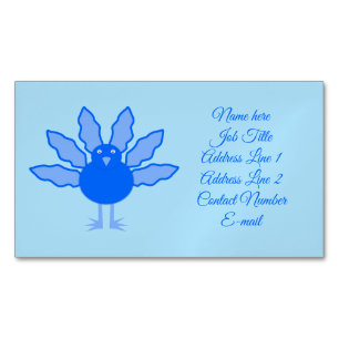 Cute Blue Baby Boy Thanksgiving Turkey Custom Magnetic Business Card