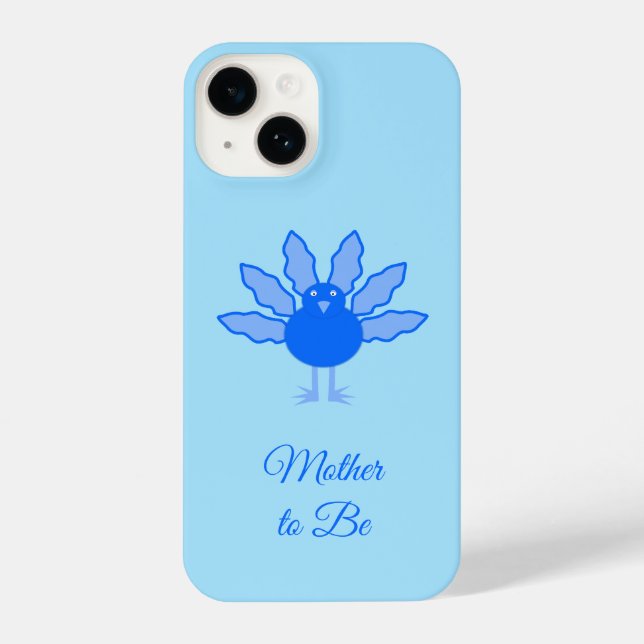 Cute Blue Baby Boy Thanksgiving Turkey Mom to Be iPhone Case (Back)