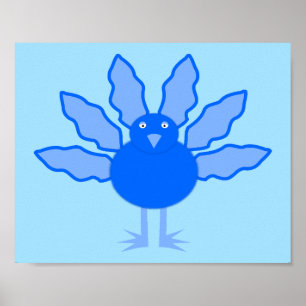 Cute Blue Baby Boy Thanksgiving Turkey Poster