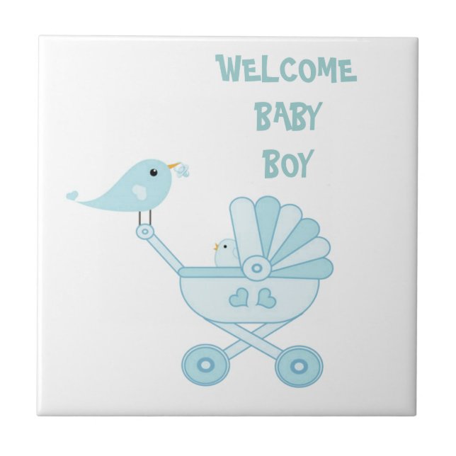 Cute Blue Baby Boy Tile (Front)