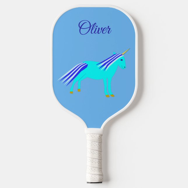 Cute Blue Baby Boy Unicorn Custom Pickleball Paddle (Front)