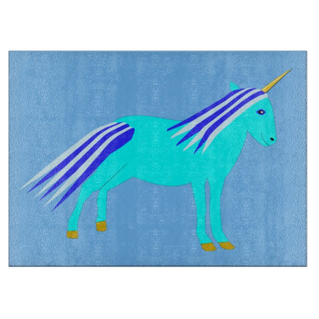 Cute Blue Baby Boy Unicorn Cutting Board (Front)