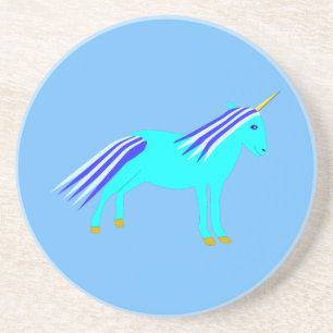 Cute Blue Baby Boy Unicorn Gender Reveal Coaster