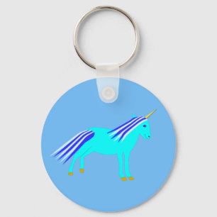 Cute Blue Baby Boy Unicorn Gender Reveal Keychain