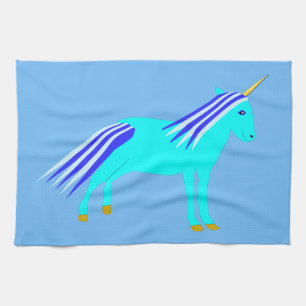 Cute Blue Baby Boy Unicorn Kitchen Towel