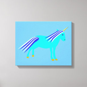 Cute Blue Baby Boy Unicorn Nursery Room Canvas Print