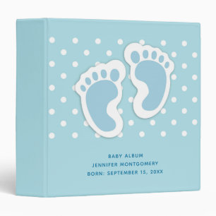 Cute Blue Baby Boy's Feet Illustration Binder