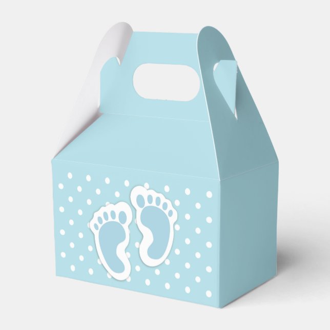 Cute Blue Baby Boy's Feet Illustration Favor Box (Back Side)