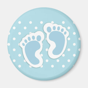 Cute Blue Baby Boy's Feet Illustration Magnet