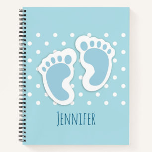 Cute Blue Baby Boy's Feet Illustration Notebook