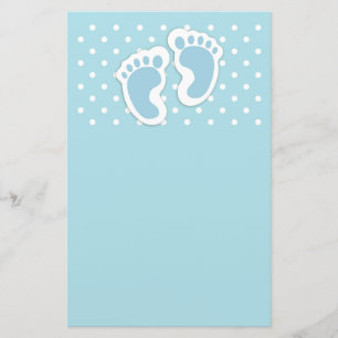 Cute Blue Baby Boy's Feet Illustration Stationery